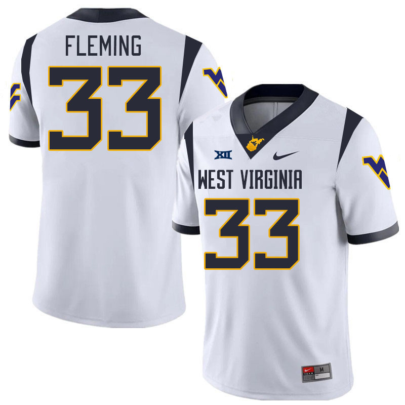 Men #33 Aydin Fleming West Virginia Mountaineers College 2024 New Uniforms Football Jerseys Stitched